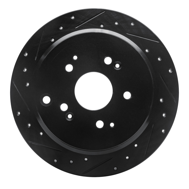Honda Odyssey Brake Rotor (1) - Rear Left - R1 Concepts - Drilled & Slotted - Black - `02-`04
